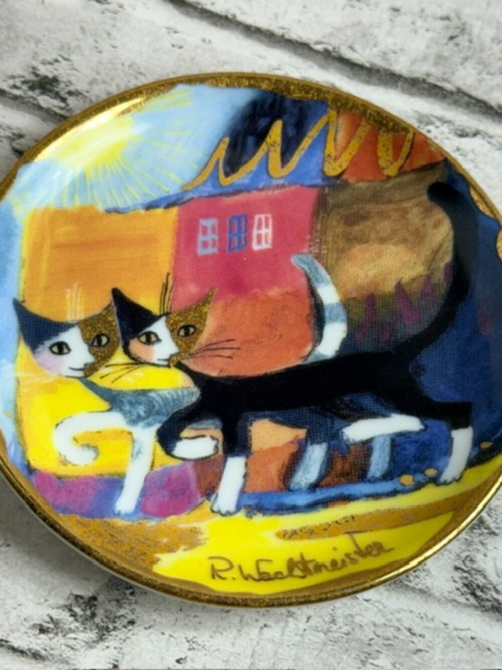 Vintage Signed Hummel Plate Goebel Miniature West Germany Passiggiata Cat Kitten